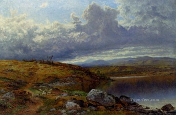  wales Art Painting - A Solitary Lake Wales landscape Benjamin Williams Leader